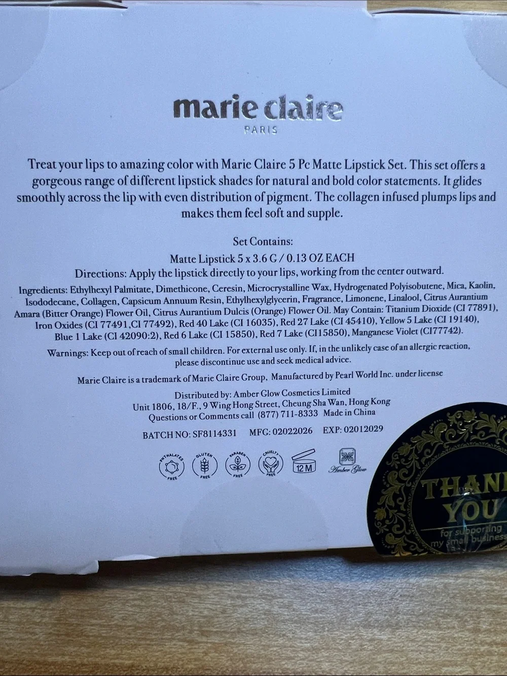 #2811**marie claire 5-Piece Matte Lipstick Set - Nude & Pink Shades